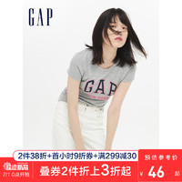 Gap女装圆领短袖T恤夏季254129 E City系列LOGO印花女士上衣