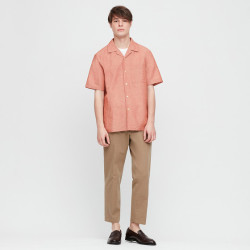 UNIQLO 优衣库 425103 男士麻棉开领短袖衬衫