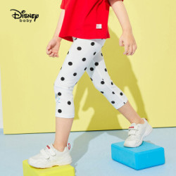 迪士尼 Disney 童装女童宝宝针织七分裤打底裤时尚儿童衣服2020夏 DB021ZE04 黑白波点 110 *6件