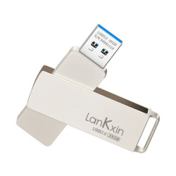 LanKxin 兰科芯 256GB USB3.0 U盘 AEL1高速版 银色 全金属可旋转电脑通用优盘