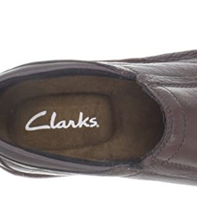 Clarks 其乐 Doby Plain Toe Slip-On 男士一脚蹬休闲皮鞋 Brown US10