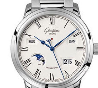 GLASHUTTE 参议员万年历系列 100-02-22-12-14 男士自动机械手表