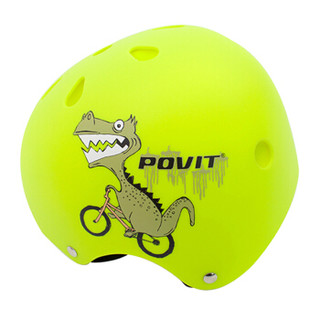 普为特POVIT 儿童头盔户外运动安全防护骑行配件滑板车轮滑护具可爱卡通半盔安全帽 荧光绿P-310