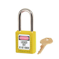 MASTERLOCK/玛斯特锁 工业塑料安全挂锁 钢梁耐腐蚀工程电力锁 挂牌上锁 410MCNYLW黄色 量大定制