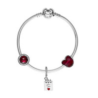 PANDORA 潘多拉 爱的情书红色创意DIY串珠手链 PDL0701-19