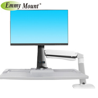艾美 站立办公升降台式显示器支架 桌面立式铝合金电脑架 坐站交替可移动电脑办公桌托盘工作台 22-35英寸