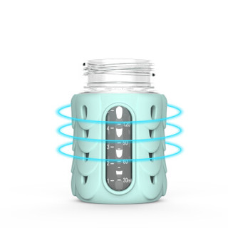 爱因美 奶瓶 新生儿奶瓶 宽口径玻璃奶瓶 婴儿奶瓶 双手柄吸管保护套 蓝色160ml