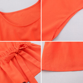 丽乔 2019夏季新款女装新品雪纺衫修身时尚气质袖衬衫仙女范收腰洋气衬衣 HZCZ305-8866 桔色上衣 XL