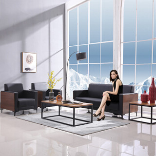 欧宝美办公沙发办公室商务接待沙发现代简约皮艺沙发3+1+1