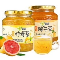 东大韩金 蜂蜜柚子茶柠檬茶果酱500g*2瓶组合韩式风味冲饮品泡水喝的果味茶酱