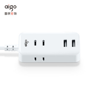 爱国者(aigo) 2USB+3位2极插孔插线板/插排/插座 迷你小巧/出差旅行充电器/桌面/床头 全长1米F0320