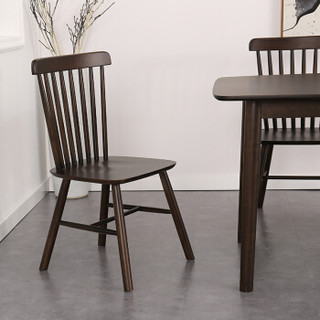 佳佰 北欧实木餐桌椅组合简约长方形 一桌四椅套装胡桃色