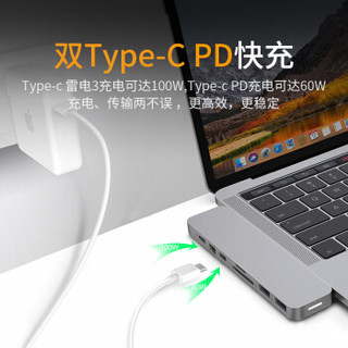 Hyper GN28D PRO 八合二雷电3拓展坞（雷电3/MINI DP/Type-C/TF/SD/USB3.0*2/HDMI2.0）深空灰