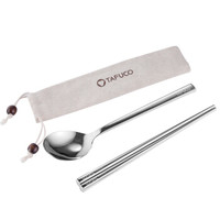 TAFUCO 泰福高 304不锈钢日式餐具便携套装学生白领筷子勺子 Z5048 不锈钢本色