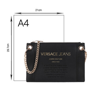 VERSACE JEANS 范思哲 奢侈品 女士黑色聚酯纤维字母logo单肩斜挎包 E1VTBBT3 70889 899