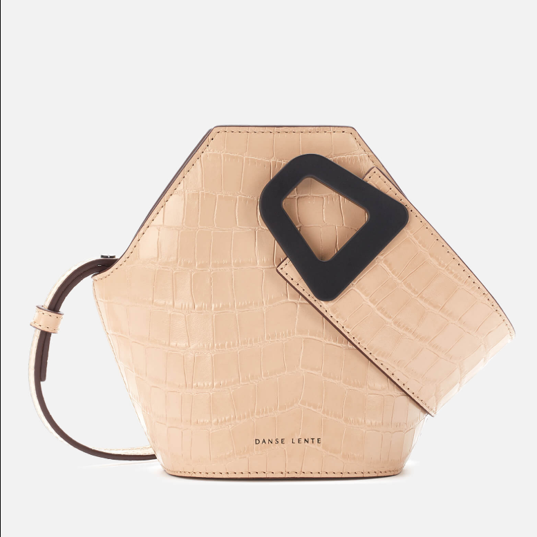 银联专享: danse lente mini johnny 女士鳄鱼压纹小牛皮手提包 杏色