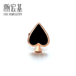 潮宏基 CHJ JEWELLERY 扑克-黑桃 18K金彩金单只耳钉 EEK30007910 黑桃单只耳钉