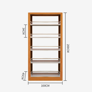 好事达易美定制书架 图书馆阅览室书店双面转印钢木落地置物架五层主架 289