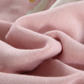 竹之锦 毯子 竹纤维四层纱布夏凉毯 天鹅提花柔软亲肤透气空调盖毯 粉色 1.5×2m