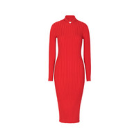 Ms Min 红色中式立领螺纹连衣裙 红色 XS