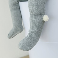 馨颂婴儿袜子三双装宝宝绒球精梳棉袜婴童袜子套装 黑色+卡其+灰色 18-20(L)（3-5岁)