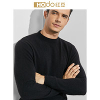 红豆 Hodo 男装 羊毛衫男2018秋冬新品针织面料仿貂绒商务圆领羊毛衫 S5黑色 170/88A