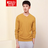 红豆 Hodo 男装 羊毛衫男2018秋冬新品多彩系列时尚V领套头羊毛衫 Y3黄色 190/104A