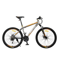 邦德富士达 山地车自行车26寸高碳钢车架24速减震男女士学生式越野单车 W100 灰橙色