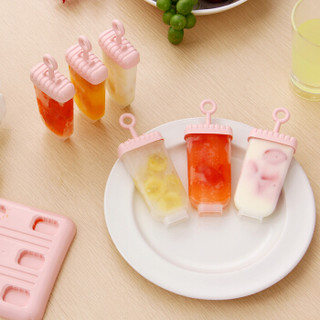 欧润哲 雪糕模具 粉色DIY自制创意冰淇淋模具雪糕制冰盒冰格冰棒模具 1套6只装