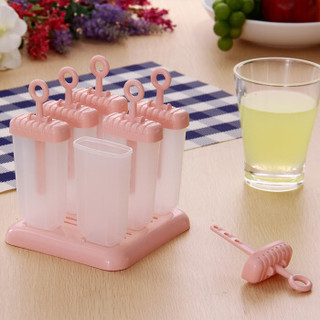欧润哲 雪糕模具 粉色DIY自制创意冰淇淋模具雪糕制冰盒冰格冰棒模具 1套6只装