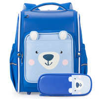 卡拉羊小学生书包1-3年级男女孩儿童减负双肩背包笔袋组合礼品套装CX9636宝蓝