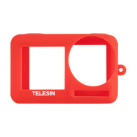 TELESIN 大疆运动相机硅胶套osmo action灵眸配件保护套镜头显示屏防刮橡胶套镜头盖 红色