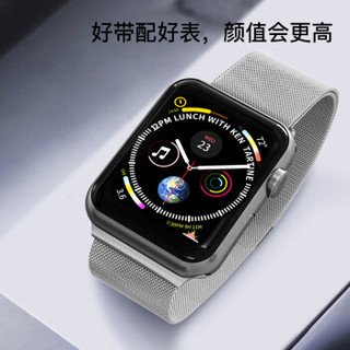 派滋 苹果手表表带 Apple watch1/2/3/4表带 iwatch4表带子金属磁吸搭扣代米兰尼斯通用 40/38mm黑色
