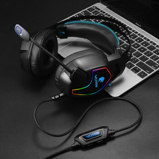 因卓（KOTION EACH）伊魔狮系列Y2黑蓝RGB幻彩版有线耳机头戴式游戏耳机电竞耳机手机笔记本通用电脑耳麦