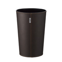 阿司倍鹭（ASVEL）时尚家用客厅卧室皮革垃圾桶 塑料卫生间厨房创意皮套垃圾筒圆形纸篓 棕色10L