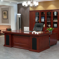中伟（ZHONGWEI）油漆大班台经理桌实木贴皮办公桌总裁桌老板桌 经典款 2.4米