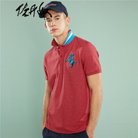 佐丹奴（Giordano） 男装POLO衫 Polo拿破仑刺绣弹力珠地布修身短袖POLO13019210  红中码(170/96A)