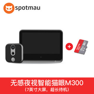 斑点猫（spotmau）S200 智能猫眼电子摄像头可视门铃防盗门监控家用门镜无线远程 黑曜灰拉丝+适配器+内存卡