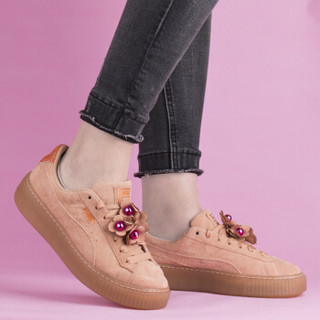 彪马PUMA 女子 休闲鞋 PLATFORM FLOWER TASSEL 运动鞋 369181 02烤面包色39码