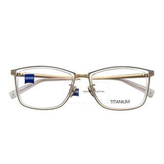 蔡司（ZEISS）镜架光学近视眼镜架男女款钛板材商务休闲眼镜框全框ZS-80003 F024金色架透明白色圈53mm