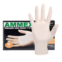 爱马斯 Ammex TLFC42100一次性乳胶手套 微麻面 标准款 小号 100只/盒