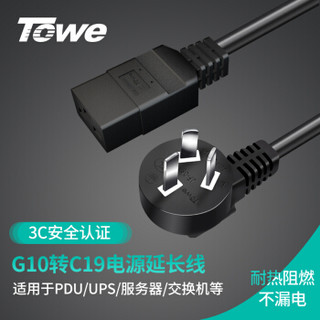 同为（TOWE）G10/C19电脑机房UPS电源线服务器PDU电源延长线国标10转C19三孔1.5平方