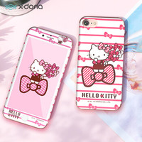 X-doria Hellokitty苹果7/8钢化膜前后膜套装 iPhone7/8全屏覆盖卡通手机贴膜 防刮软边彩膜 萌沁纹络凯蒂