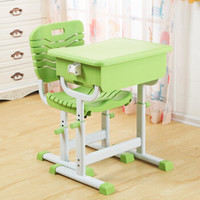 奈高NG培训班课桌椅学生写字学习桌单人学校课桌椅家用简约舒适可调节高度绿色套装