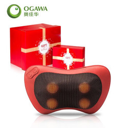 OGAWA 奥佳华 颈椎按摩器 多功能3D头部肩部腰部腿部按摩枕 家用车载按摩垫 小摩王2代OG-2008 魅力红