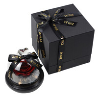 指爱ZHIAI 红玫瑰花永生花桃心玻璃罩款礼盒礼品七夕情人节礼物生日礼物情侣鲜花速递送女生送女友送爱人