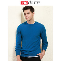 红豆 Hodo 男装 羊毛衫男毛衣男圆领套头修身冬季商务休闲纯色全羊毛毛衫 B3湖蓝 180/96A（115）