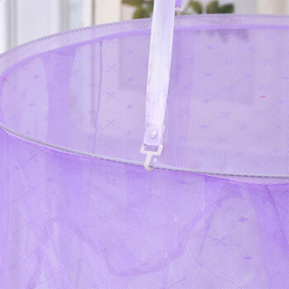 迎馨 床品家纺 宫廷式圆顶吊顶蚊帐 落地式单人蕾丝公主风格 适用0.9/1米床 紫色