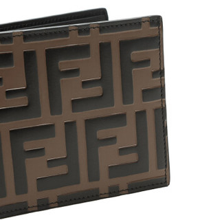 FENDI 芬迪 FF系列男士棕色字母图案皮革短款钱包钱夹 7M0169 A5TL F0H3C