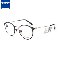 蔡司（ZEISS）镜架光学近视眼镜架男女款钛商务休闲眼镜框全框ZS-85015 F023黑色框玫金色腿51mm